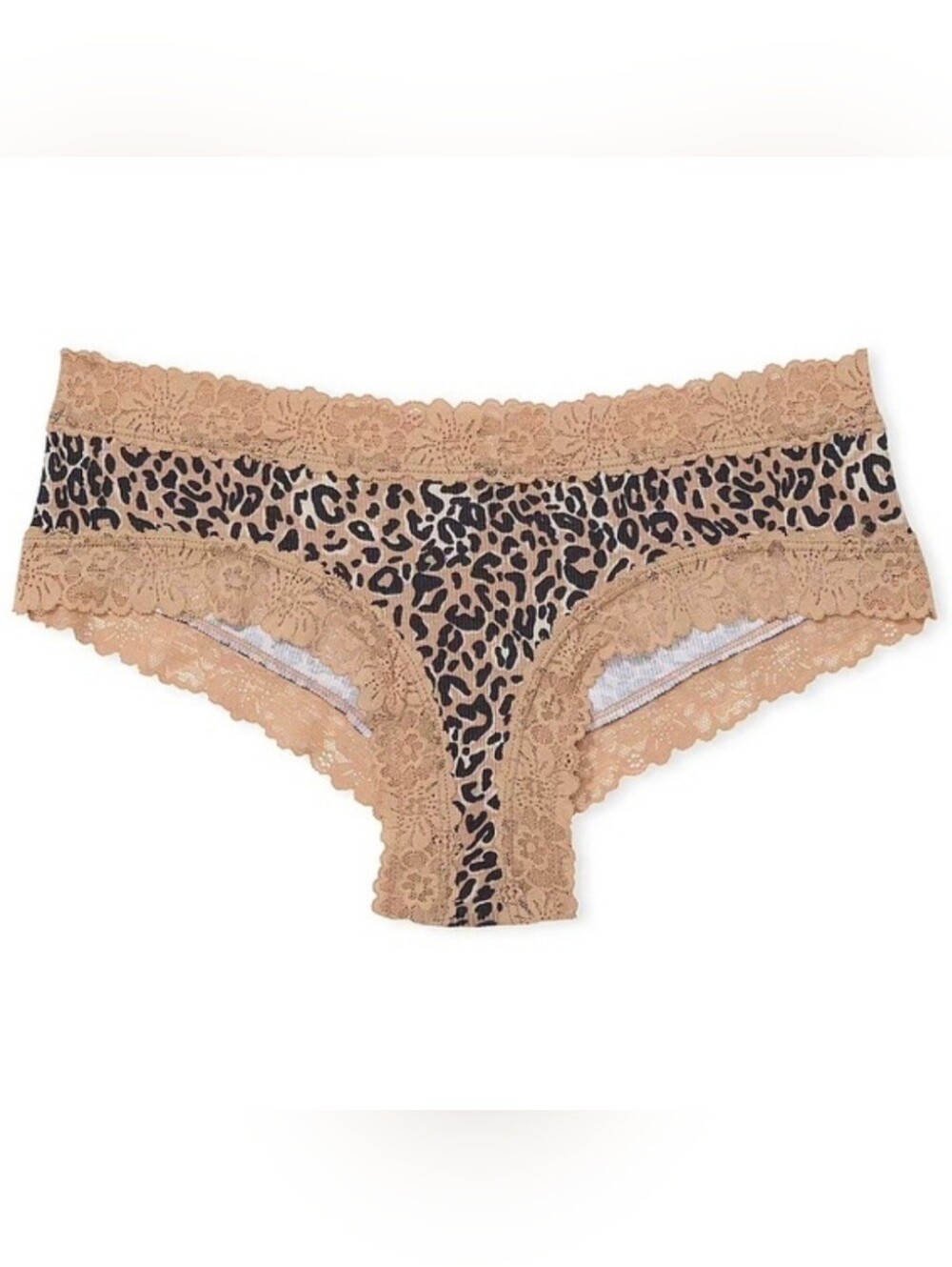NWT Victoria's Secret PINK Wink Lace-Trim Cheeky Praline Leopard Size M